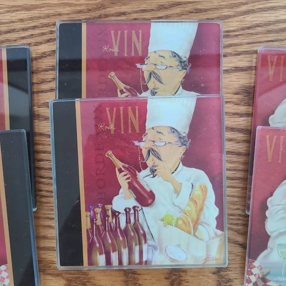 Wine Chef Sommelier Glass Coasters W/ Artwork by Shari Warren Beverage Coasters